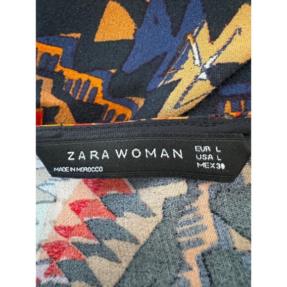 Zara Large Bohemian Beach Maxi Dress Deep V-Neck Aztec Print Tie-Back Sleeveless - Picture 2 of 12